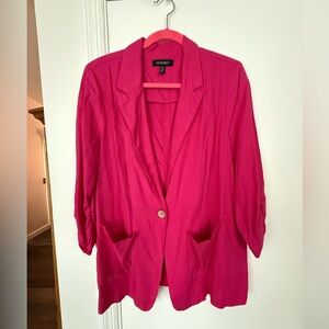 Ellen Tracy Button Front Linen Blend Blazer